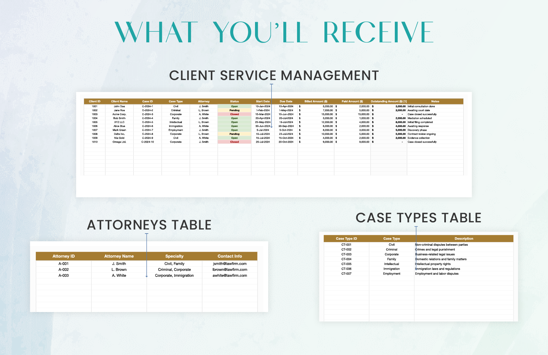 Legal Client Service Management Dashboard Template
