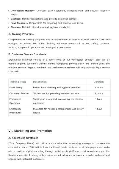 Free Movie Theater Concession Plan Sample Template to Edit Online