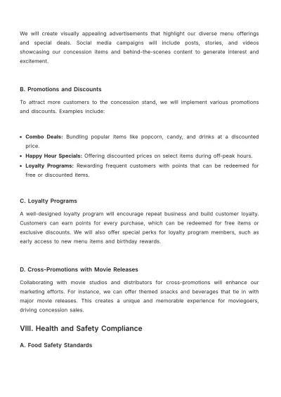 Free Movie Theater Concession Plan Sample Template to Edit Online