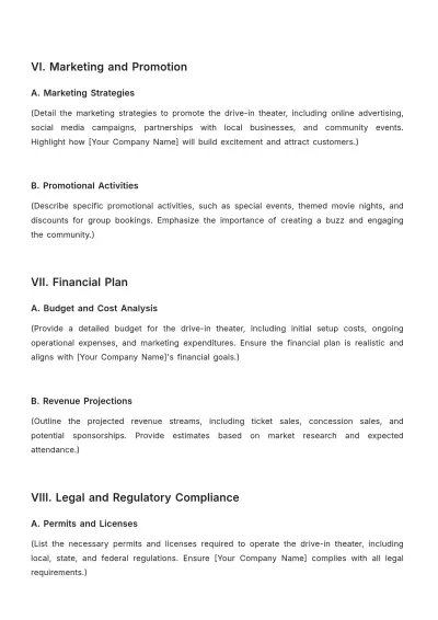 Free Movie Theater Drive-In Plan Outline Template to Edit Online