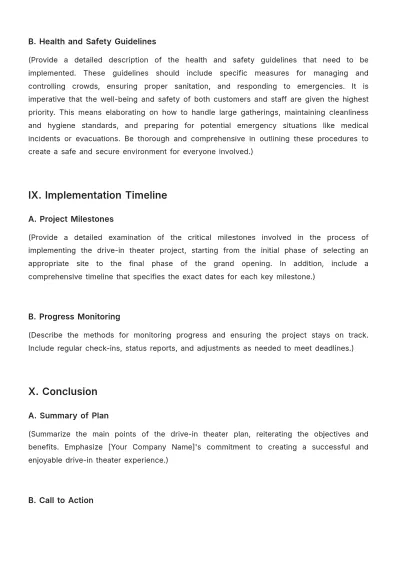 Free Movie Theater Drive-In Plan Outline Template to Edit Online