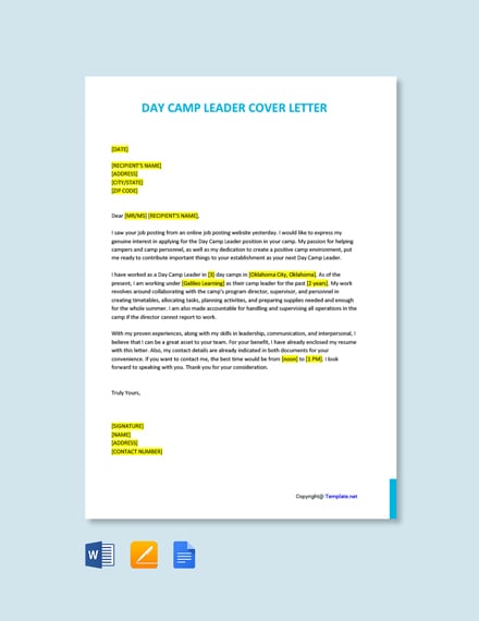  Camp Leader Cover Letter