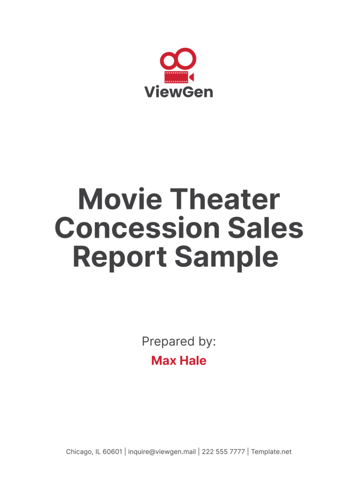 Movie Theater Concession Sales Report Sample Template - Edit Online & Download