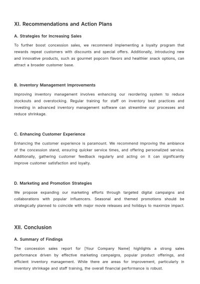 Free Movie Theater Concession Sales Report Sample??Template to Edit Online