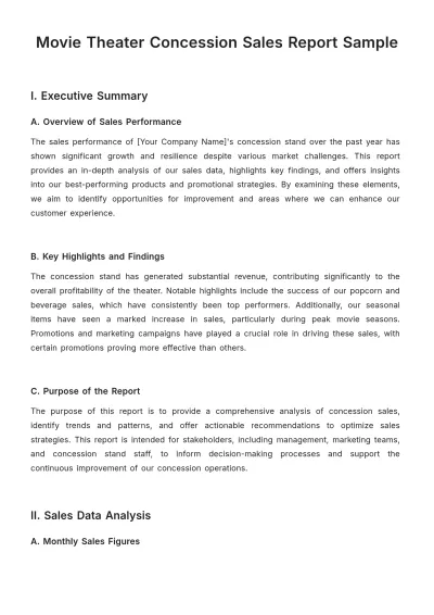 Free Movie Theater Concession Sales Report Sample??Template to Edit Online