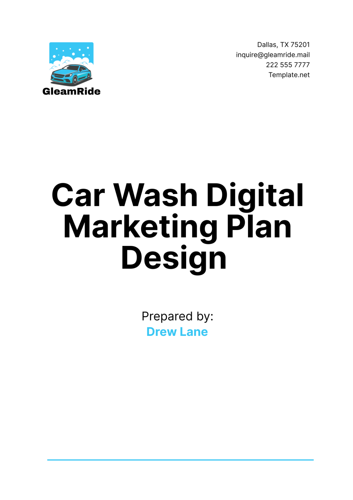 Car Wash Digital Marketing Plan Design Template - Edit Online & Download