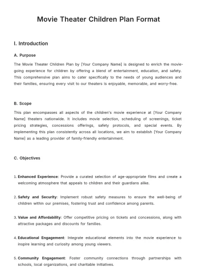 Free Movie Theater Children Plan Format Template to Edit Online