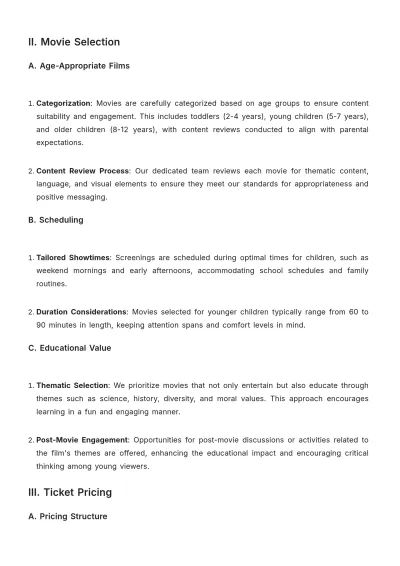 Free Movie Theater Children Plan Format Template to Edit Online