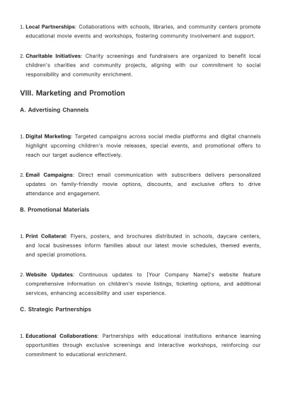 Free Movie Theater Children Plan Format Template to Edit Online