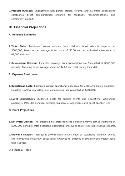 Free Movie Theater Children Plan Format Template to Edit Online