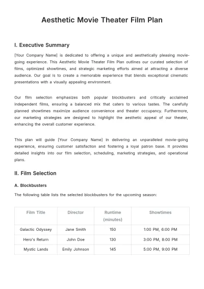Free Aesthetic Movie Theater Film Plan Template to Edit Online