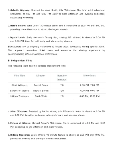 Free Aesthetic Movie Theater Film Plan Template to Edit Online