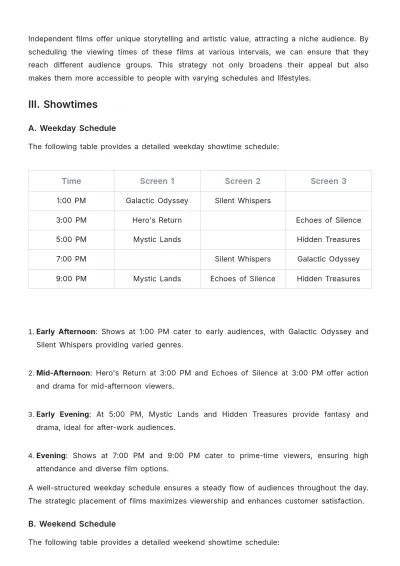 Free Aesthetic Movie Theater Film Plan Template to Edit Online