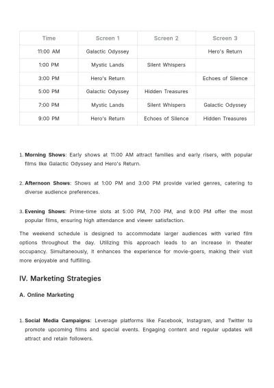 Free Aesthetic Movie Theater Film Plan Template to Edit Online