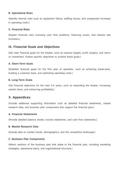 Free Blank Movie Theater Financial Plan Template to Edit Online