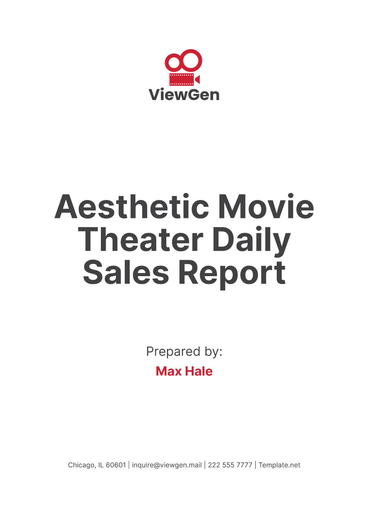 Aesthetic Movie Theater Daily Sales Report Template - Edit Online & Download