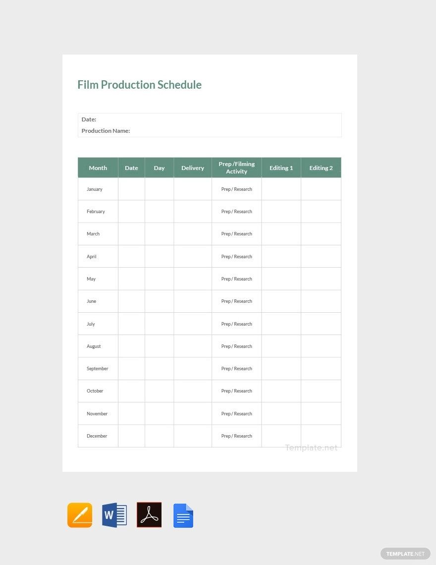 Free Sample Film Production Schedule Template Google Docs, Word