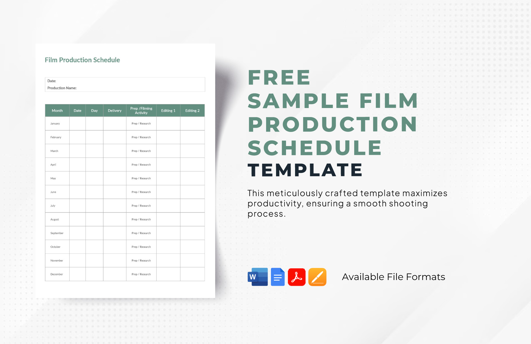 Sample Film Production Schedule Template
