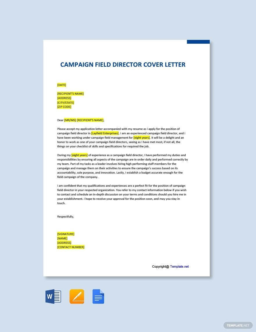 Campaign Field Director Cover Letter Template