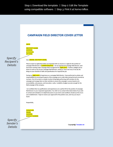 Campaign Field Director Cover Letter Template