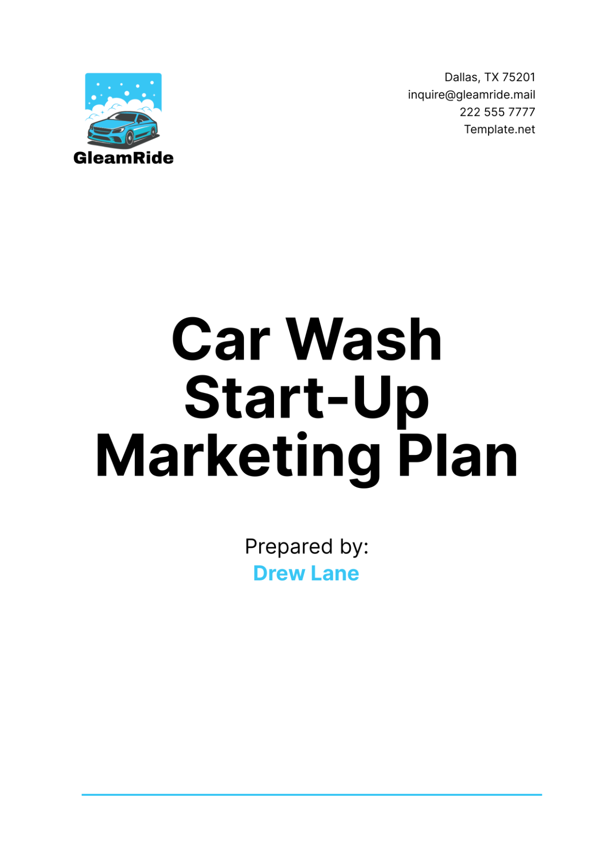 Car Wash Start-Up Marketing Plan Template - Edit Online & Download