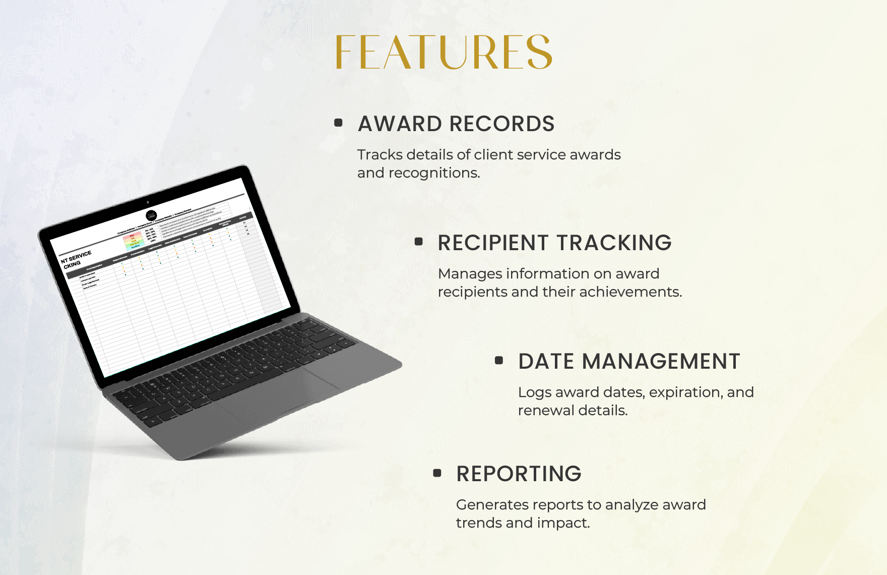 Legal Client Service Award Tracking Template