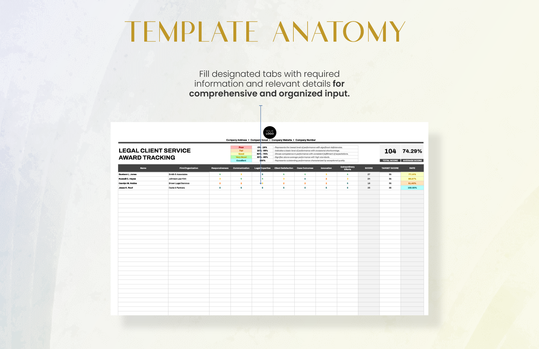 Legal Client Service Award Tracking Template