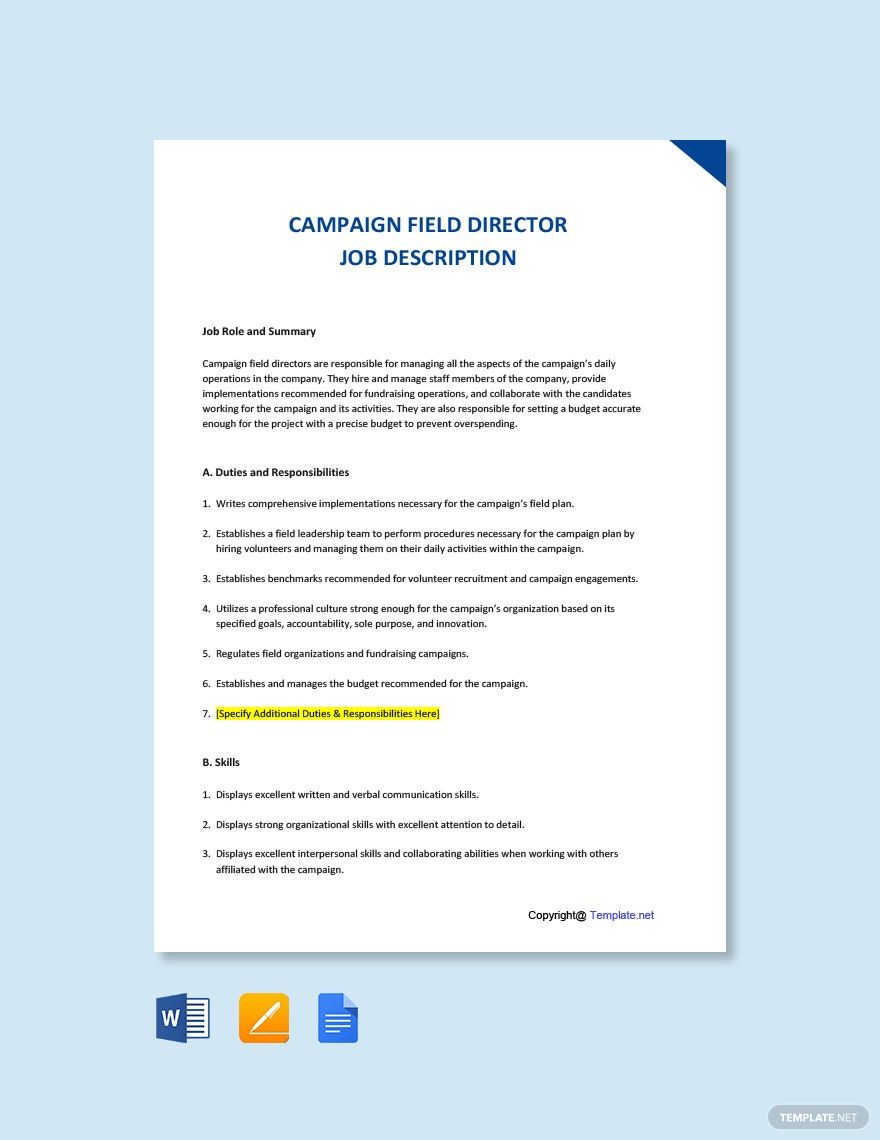 free-campaign-field-director-job-ad-description-template-download-in