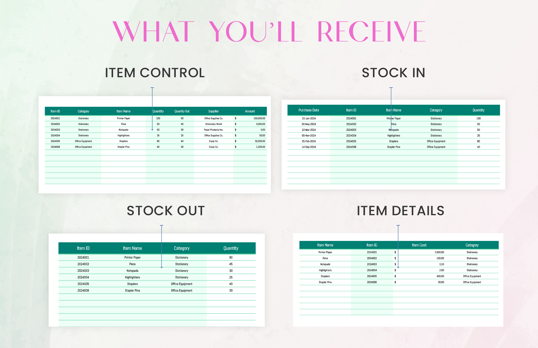 Administration Office Supplies Inventory Template