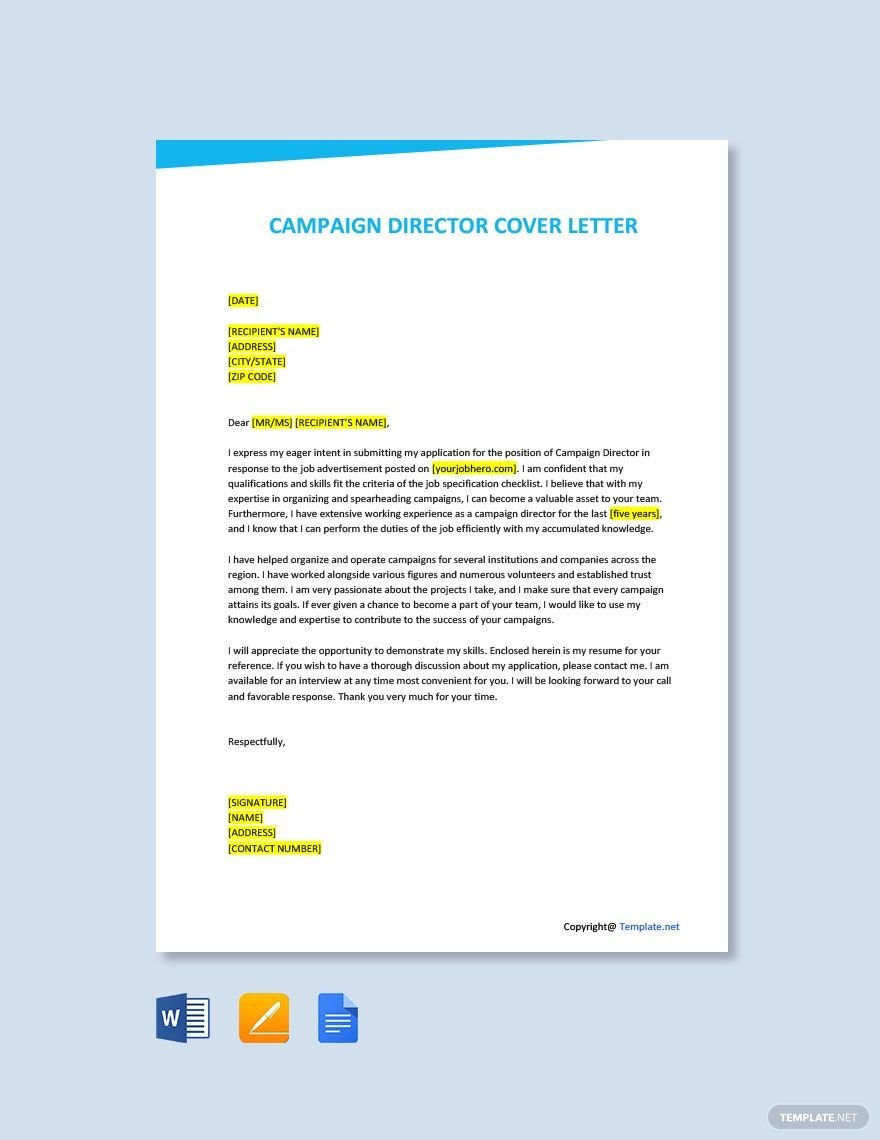 Campaign Director Cover Letter Template