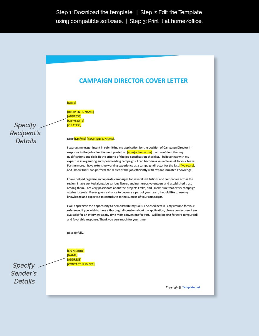 Campaign Director Cover Letter Template