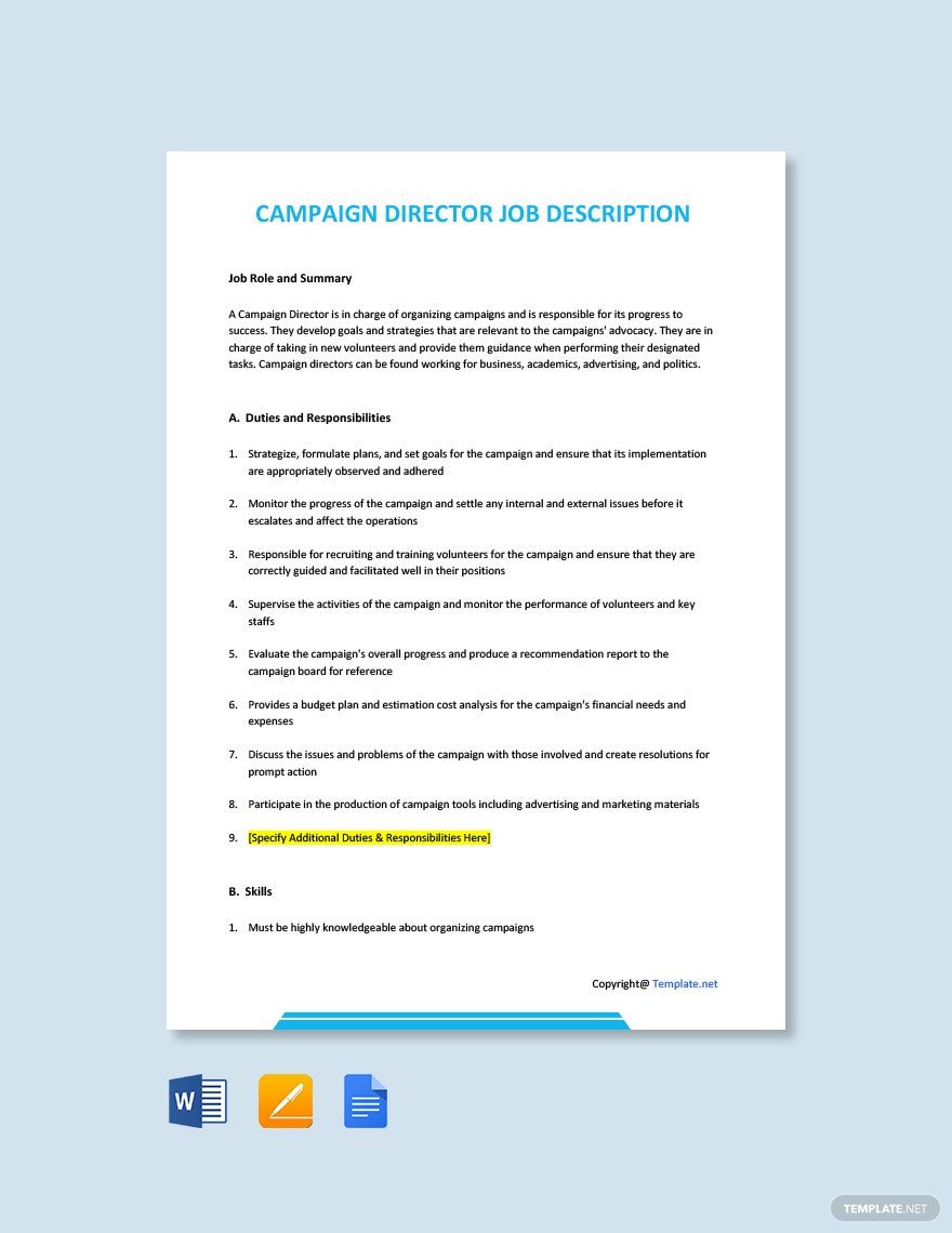 Campaign Director Job Description Template