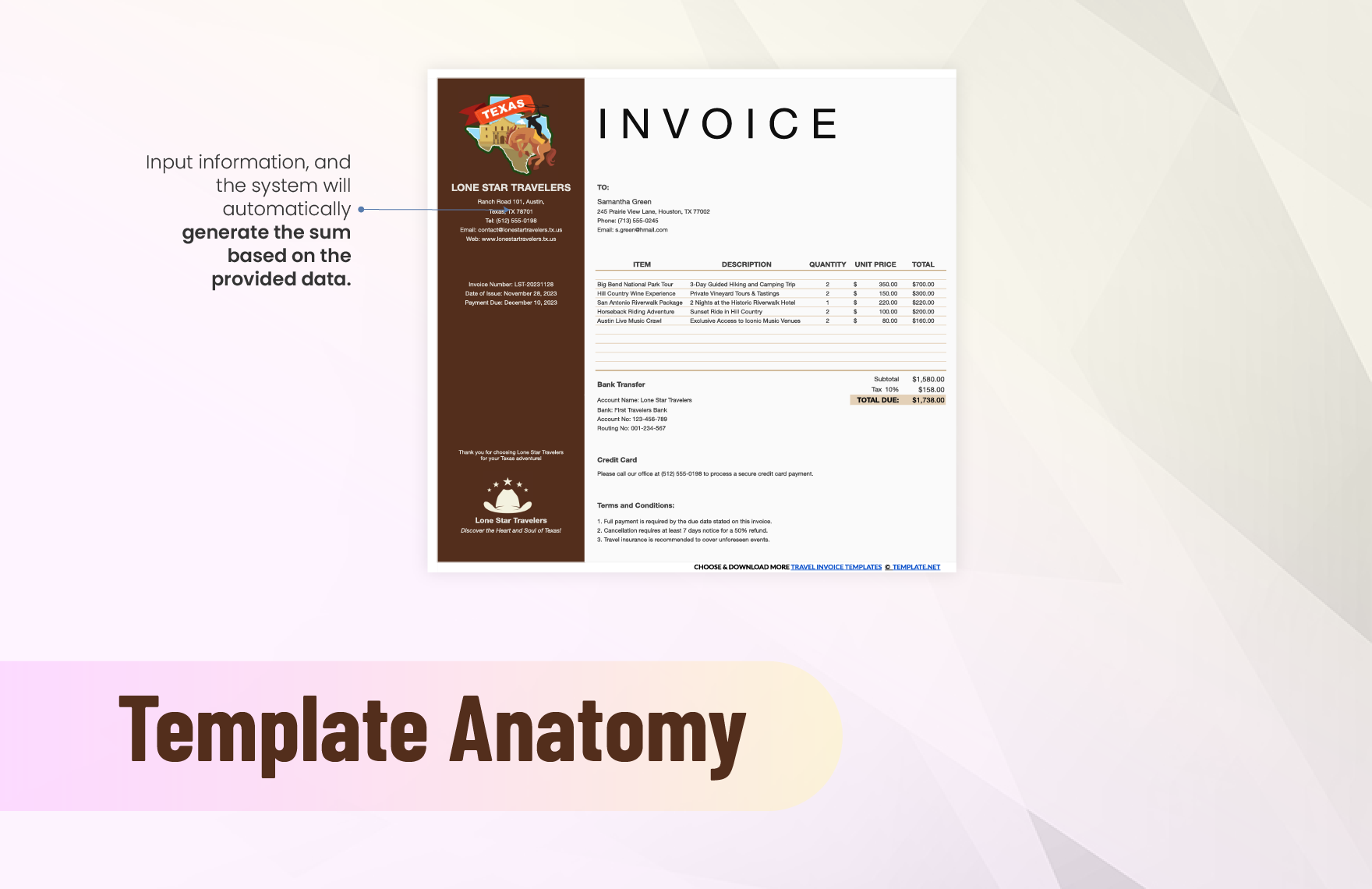 Blank Travel Invoice Template