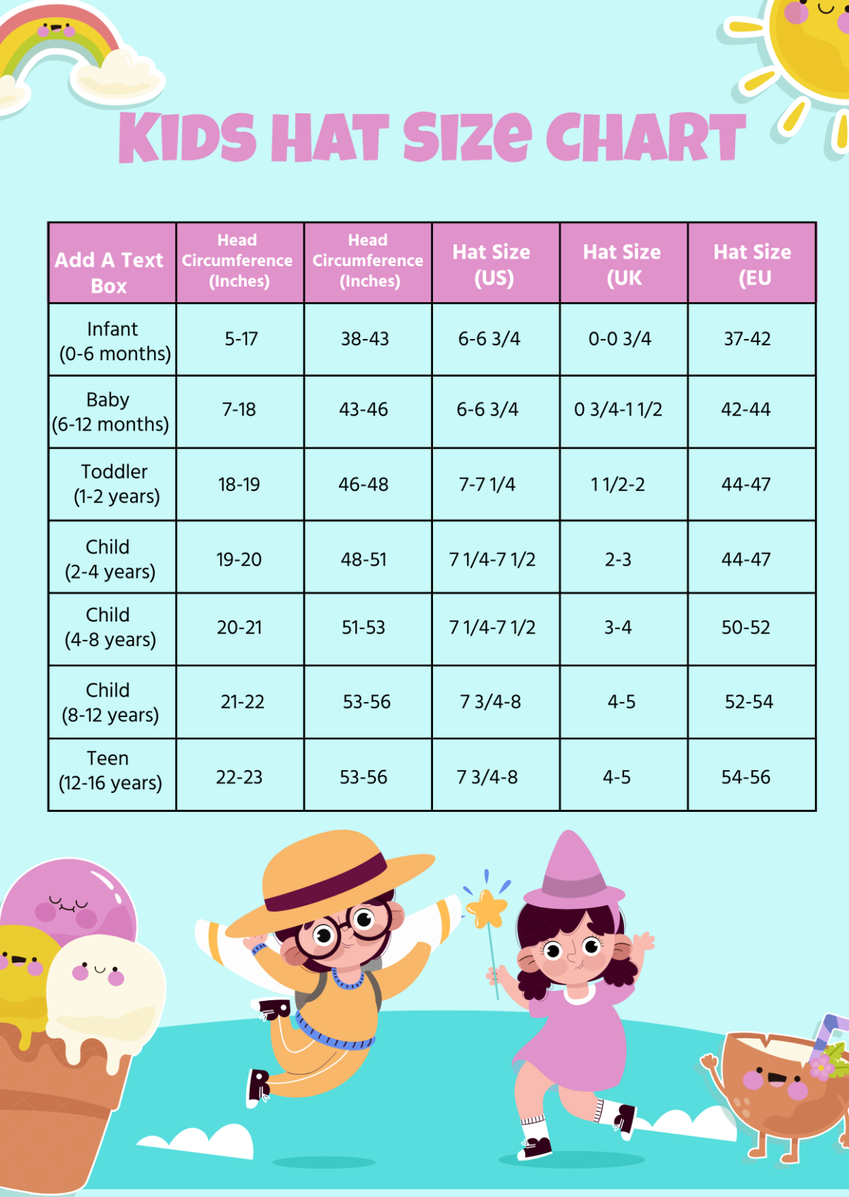 Kids Hat Size Chart