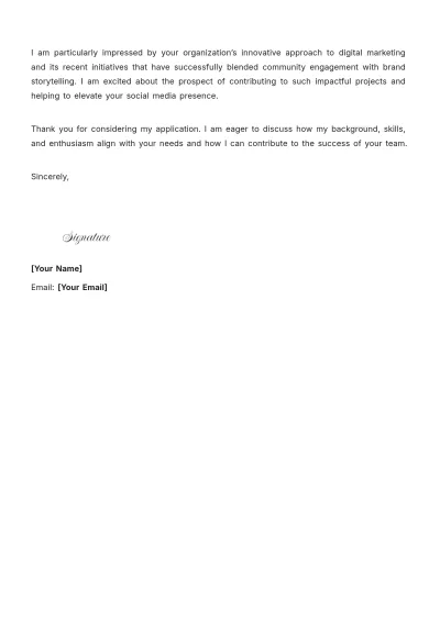 Free Social Media Writer Cover Letter to Edit Online