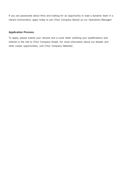 Free Movie Theater Job Description Template to Edit Online