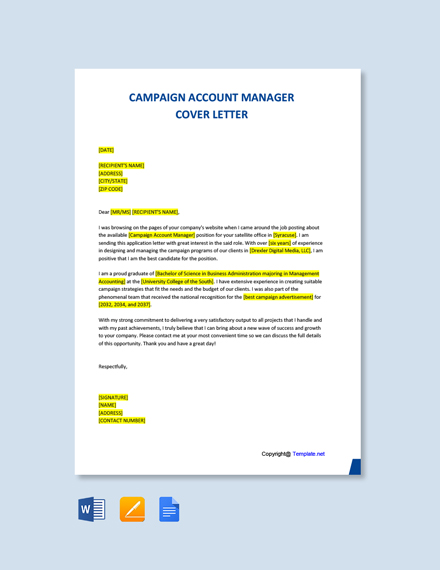 cover letter template account manager