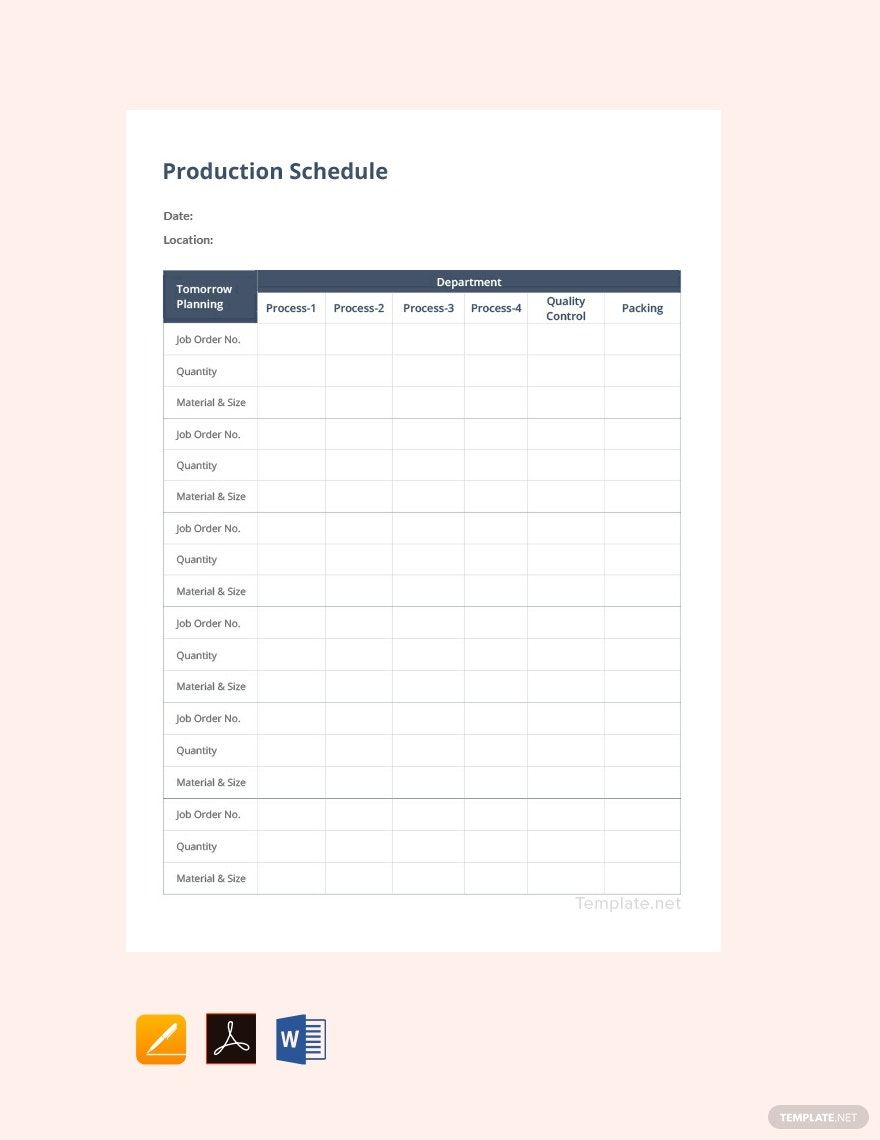 Production Schedule Template