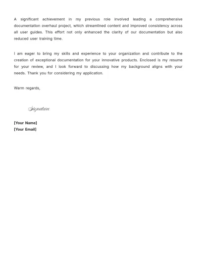 Free Technical Writer Cover Letter to Edit Online