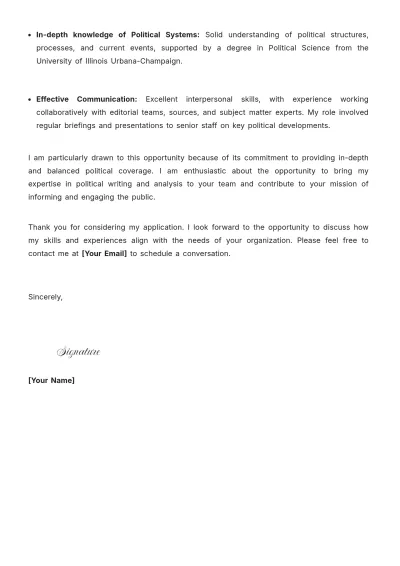Free Political Writer Cover Letter to Edit Online