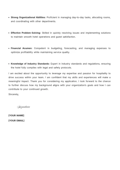 Free Hotel Supervisor Cover Letter to Edit Online