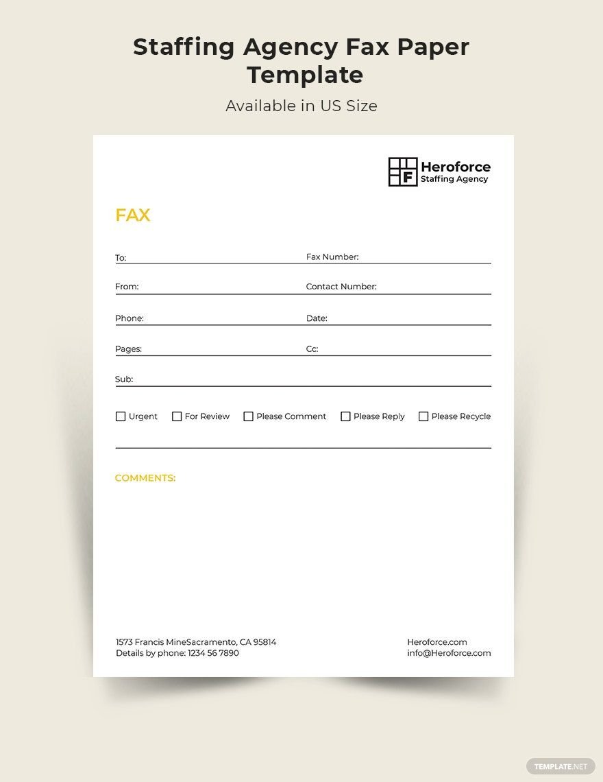 Free Staffing Agency Fax Paper Template