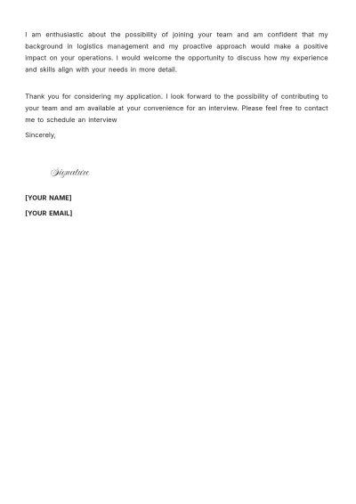 Free Logistics Supervisor Cover Letter to Edit Online