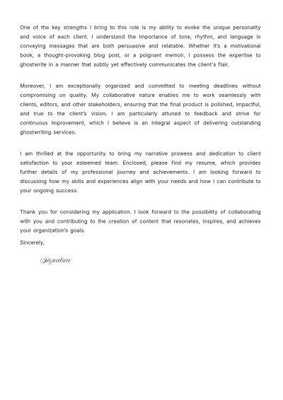Free Ghostwriter Cover Letter to Edit Online