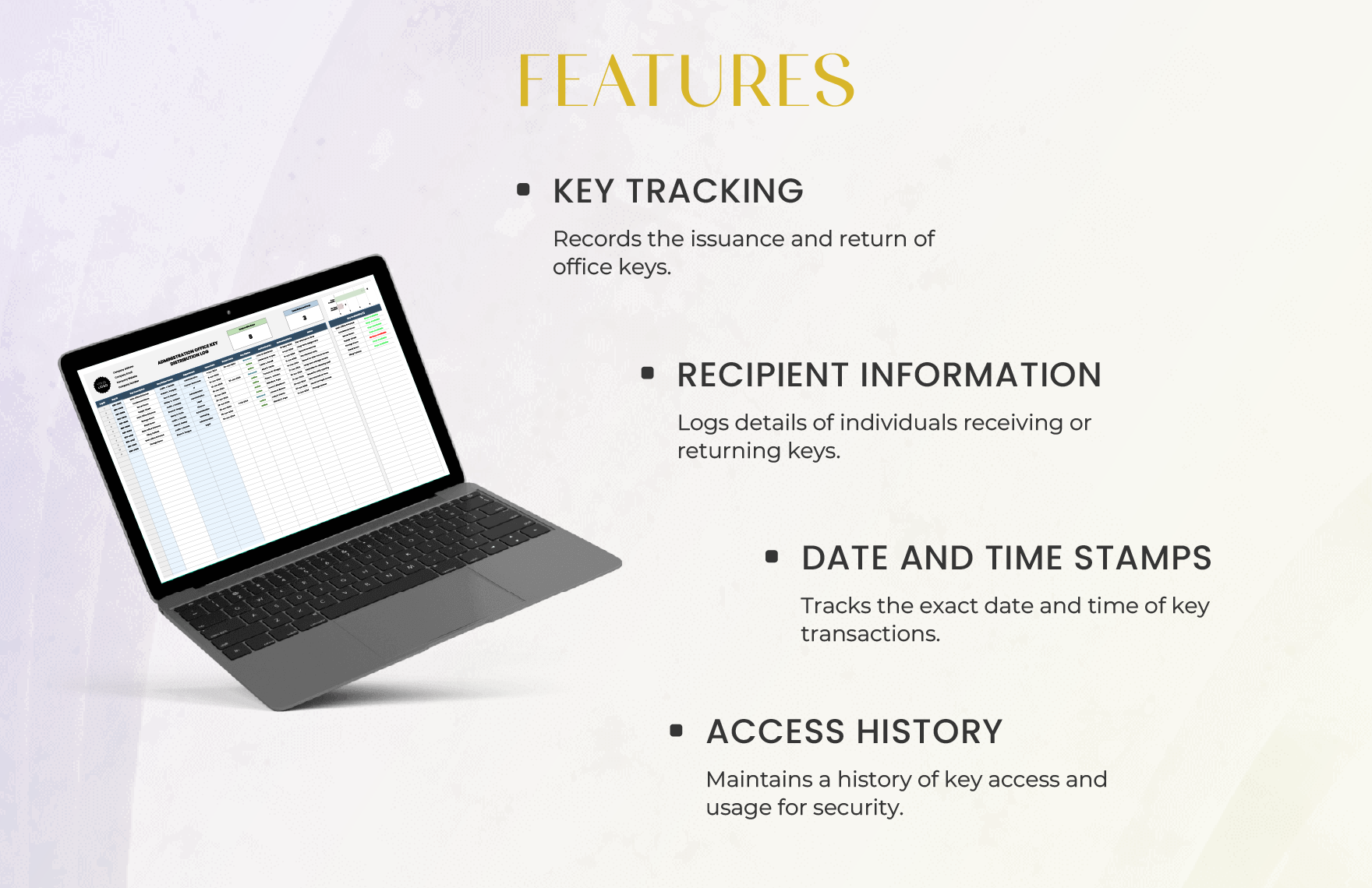 Administration Office Key Distribution Log Template