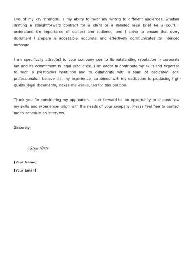 Free Legal Writer Cover Letter to Edit Online