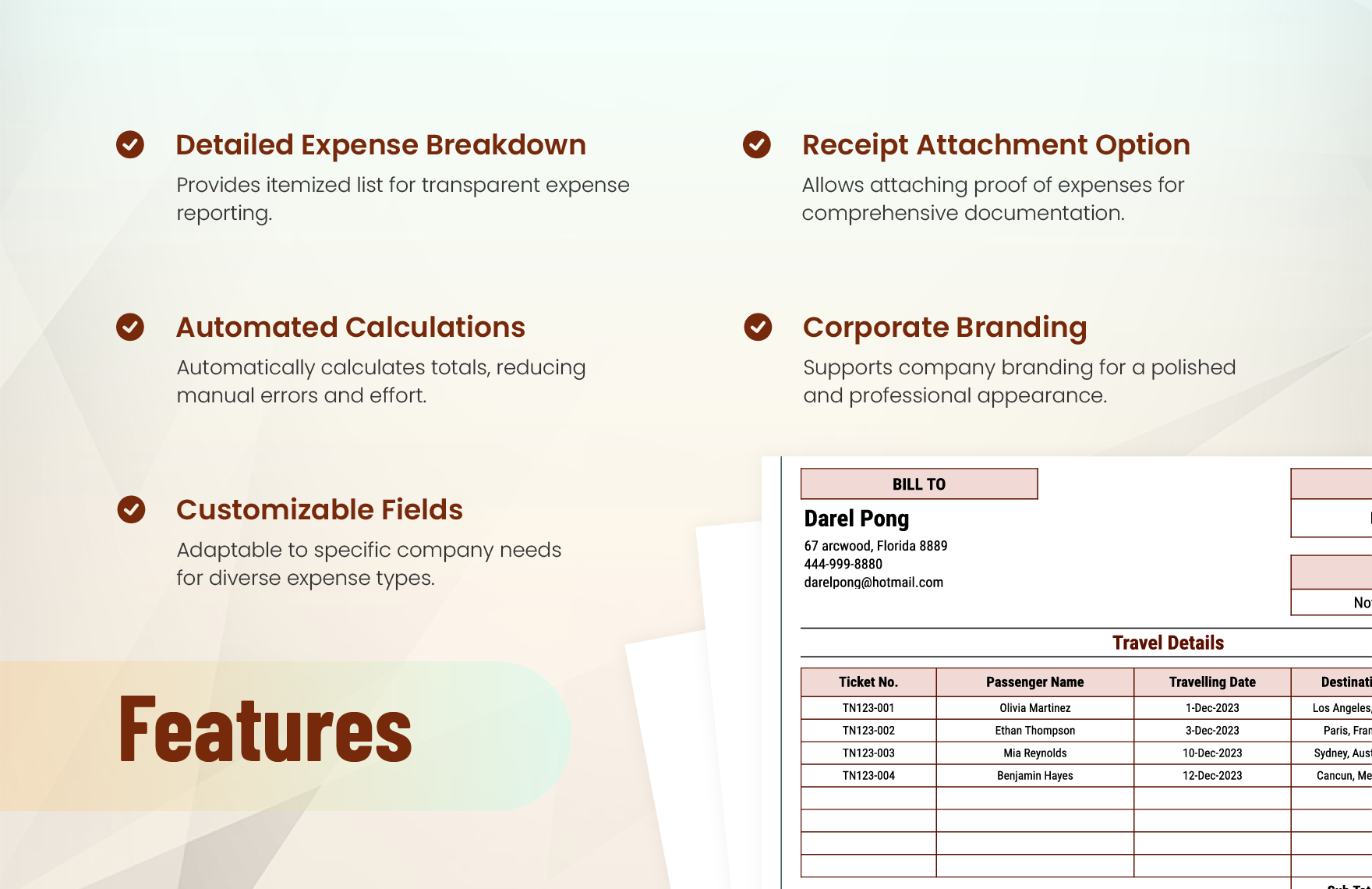 Business Travel Invoice Template