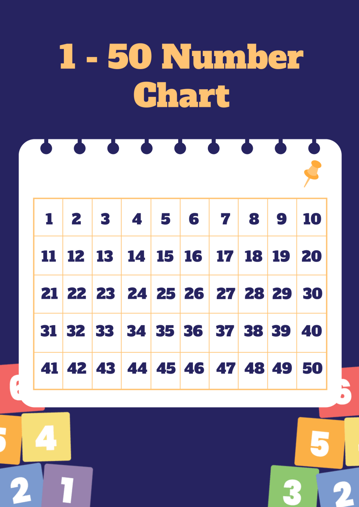 1 - 50 Number Chart