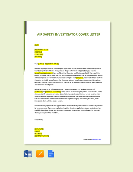 Free Air Safety Investigator Cover Letter