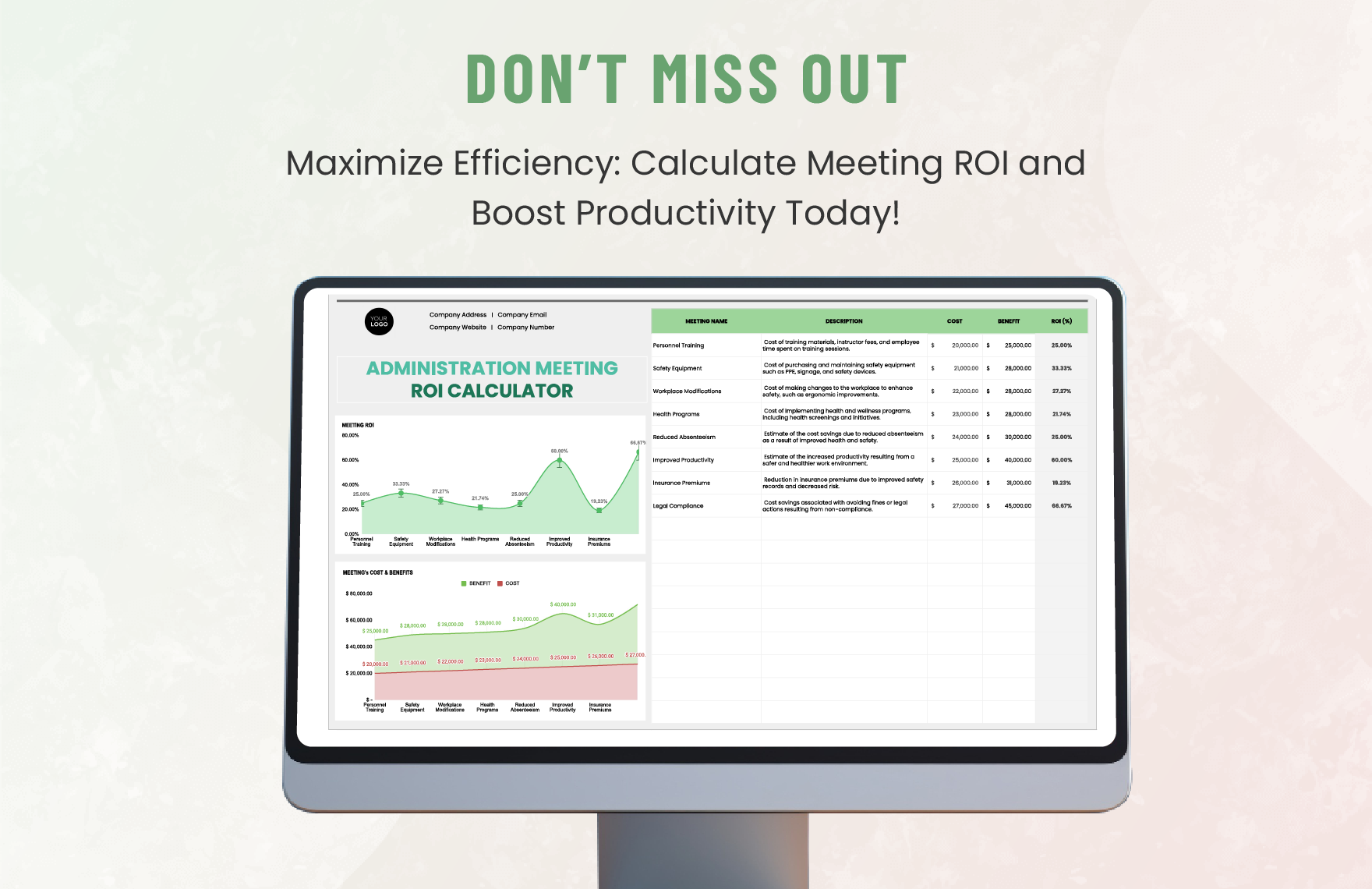 Administration Meeting ROI Calculator Template